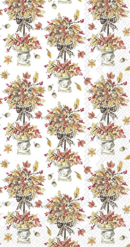 Boston International Rosanne Beck Fall Autumn Halloween Thanksgiving IHR 3-Ply Guest Towel Buffet Paper Napkins, 16-Count, Topiary Leaves