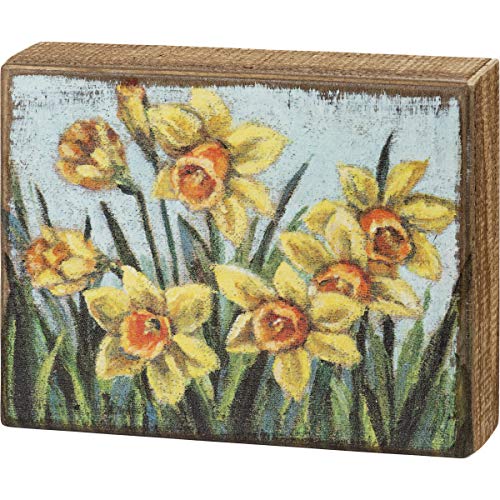 Primitives by Kathy 109161 Wooden Box Sign (Daffodils)