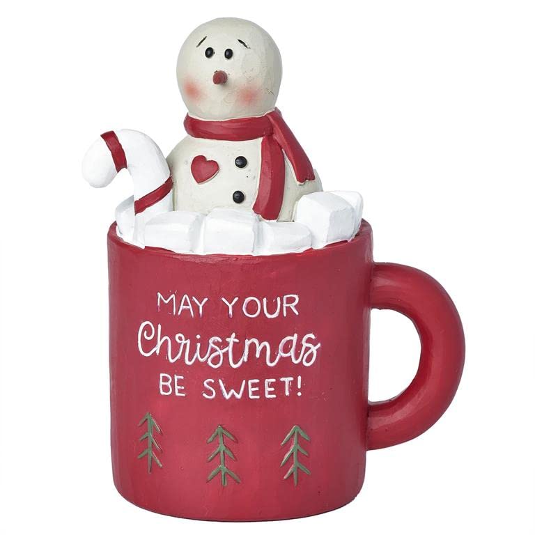 Blossom Bucket Snowman in Red Mug with Candy Cane