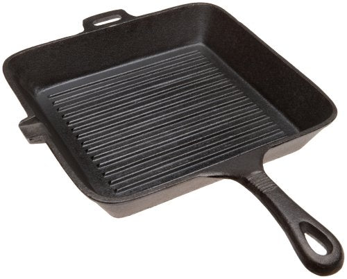 Old Mountain Pre Seasoned 10108 10 1/2 Inch x 1 3/4 Inch Square Grill Pan with Assist Handle