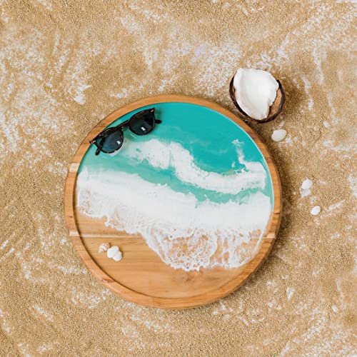 Lynn & Liana Designs Acacia Lazy Susan Caribbean Blue, 16-inch Diameter, Serveware, Kitchen