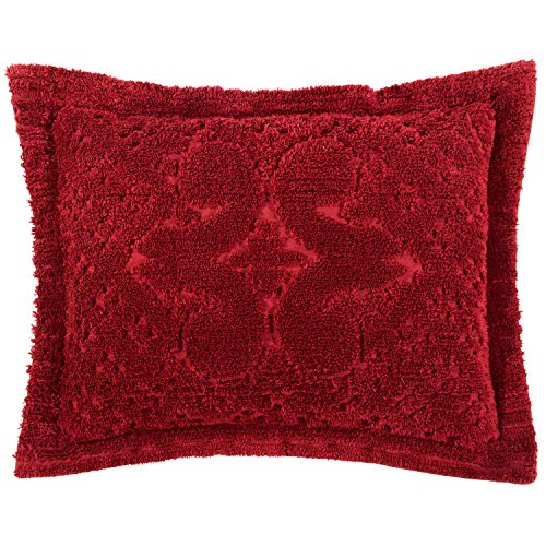 Better Trends Ashton Collection is Super Soft and Light Weight in Medallion Design 100 Pecent Cotton Tufted Unique Luxurious Machine Washable Tumble Dry, Standard Sham, Burgundy