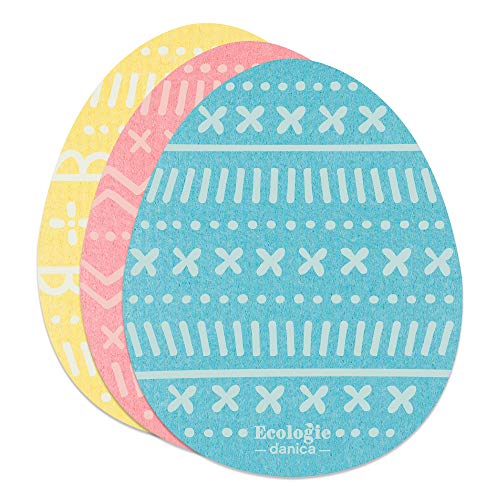 Now Designs Ecologie by Danica Swedish Sponge Reusable Shaped Dishcloth Easter Eggs, Set of 3