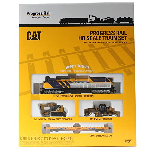 Caterpillar Progress Rail HO Scale - Diecast Masters - 87001 (6 Piece Set + Durable WalthersTraineline Power-Loc Track)