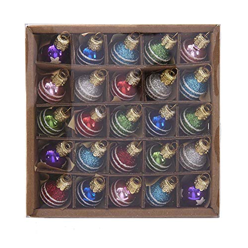 Kurt Adler Adler Miniature Decorative Glass Ball, 25 Piece Set Ornaments, Multi, Count