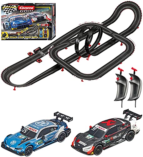 Carrera GO!!! 62520 Race Up Electric Powered Slot Car Racing Kids Toy Race Track Set Includes 2 Hand Controllers and 2 DTM Cars in 1:43 Scale