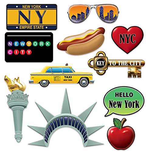 Beistle 53743 Assorted New York City Themed Photo Fun Signs, Multicolor, 11 Ct.