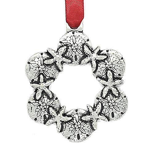 Basic Spirit Pewter Sanddollar Wreath Christmas Tree Ornament Decoration