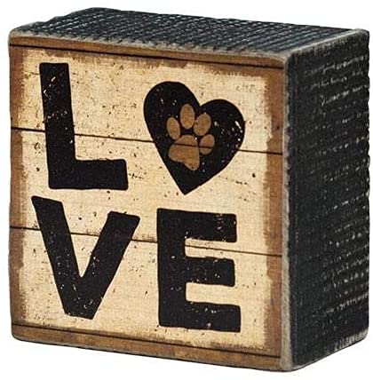 Primitives By Kathy Dog Lovers Box Sign 3 inches Rustic