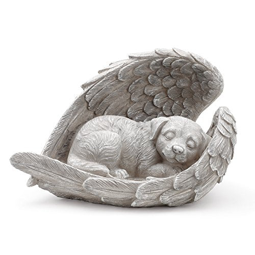 Napco Dog Sleeping in Angel Wings Pet Memorial Statue