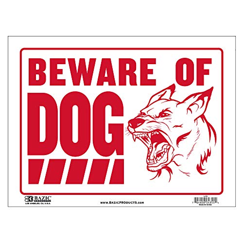 BAZIC Beware of Dog Sign 12"x16", Warning Plastic Signs for Home Store Wall Door Border, Waterproof Indoor Signage, 1-Pack