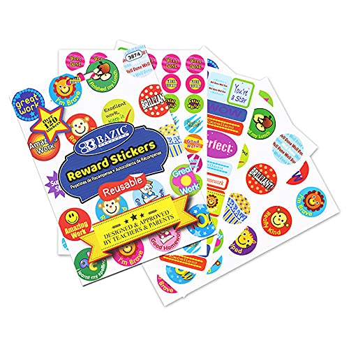 BAZIC Reward Sticker Book 120+ Stickers, Animal Positive Words Colorful Motivational Sticker, Gift for Kids Children Teacher Classroom, 1-Pack