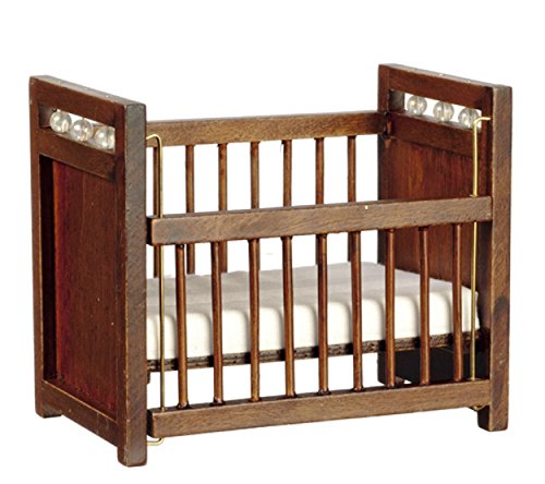 Aztec Imports Melody Jane Dollhouse Dark Oak Cot Crib Miniature 1:12 Scale Nursery Baby Furniture
