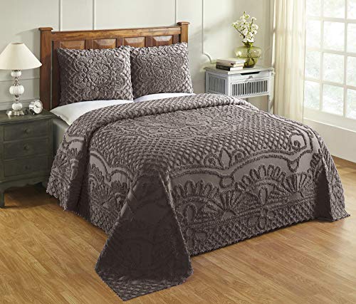 Better Trends Trevor Collection is Super Soft and Light Weight in Medallion Design 100% Cotton Tufted Unique Luxurious Machine Washable Tumble Dry, Full/Double Bedspread Set, Cocoa
