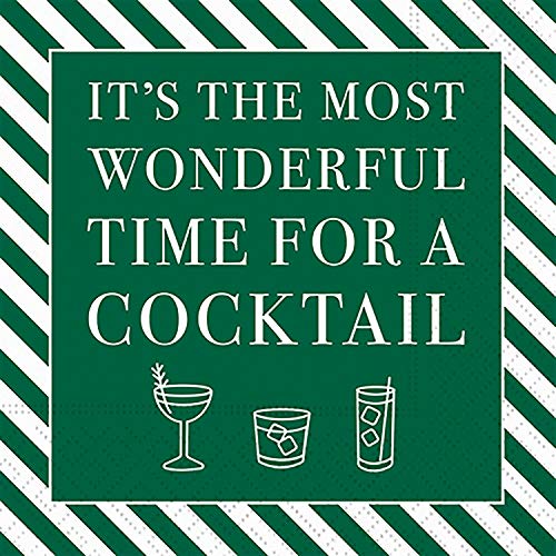 Design Design 624-10194 Christmas Cocktail Napkins, 9-inch Square (Most Wonderful Time Cocktail)