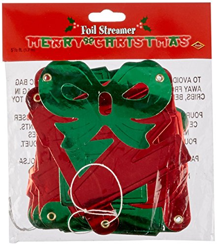 Beistle 1-Pack Foil Merry Christmas Streamer for Parties, 4-1/4-Inch by 5-Feet 6-Inch