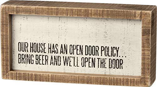 Primitives by Kathy Inset Box Sign, 8" x 4", Our House Has an Open Door Policy