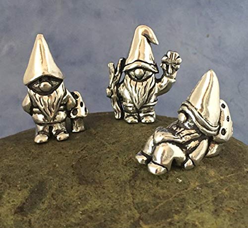 Basic Spirit MN-7 Gnome Poses Pewter Miniature Figurines Whimsical Statue Gift, 2-inch Height