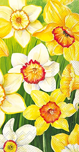 Boston International IHR 3-Ply Paper Napkins, 16-Count Guest Size, Daffodils Field