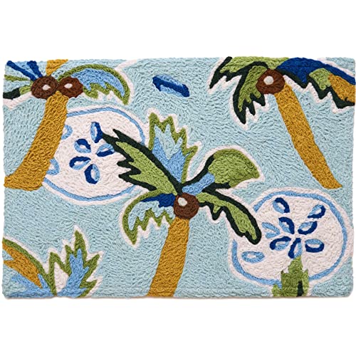 Home Comfort Jellybean Tropical Palms & Sand Dollars Accent Washable Rug 20" x 30" Doormat