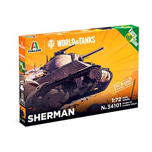 MRC Italeri 34101 34101-1:72 Sherman WoT Fast Assembly Kit, Model Building, Building Kit, Stand Model Making, Crafts, Hobbies, Gluing, Plastic Kit Unpainted
