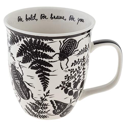 Karma Gifts KA1018 Black and White BOHO Mug, 1 EA, BEETLE