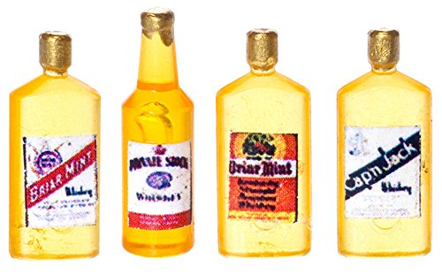 Aztec Imports 1:12 Scale 4 Pc Vintage Whiskey Bottles SET #Fa40313