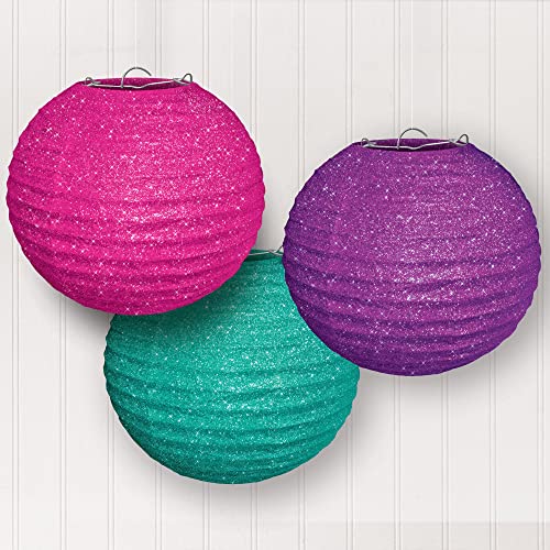 Amscan Glittery Paper Lanterns | Assorted Color | 3 Pcs.