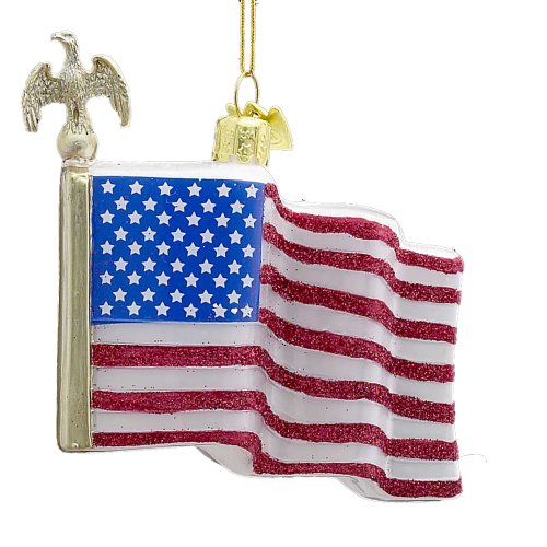 Noble Gems Kurt Adler 3-1/2-Inch Glass American Flag Ornament