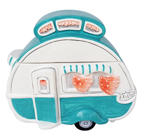 Blue Sky Clayworks Clayworks 16345 Camper Cookie Jar, Turquoise
