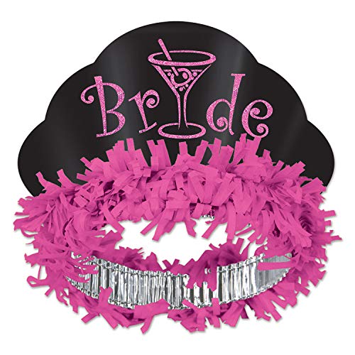 Beistle Glittered Bride Tiara, One Size, Black/Cerise