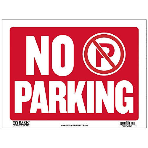 BAZIC 12" X 16" No Parking Sign, Reserved Private Property Garage Home Store Plastic Signs, Wall Door Border, Waterproof Indoor Outdoor Signage, 1-Pack