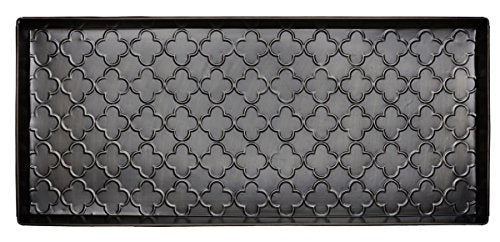 Larry Traverso Trellis Pattern Metal Boot Tray, 30 x 13 inches, Keeps Dirt, Muck, Grass, Snow, and Water from Boots, Antique Zinc Finish