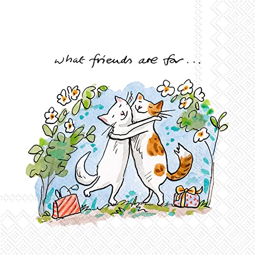 Boston International IHR 3-Ply Paper Napkins, 20-Count Lunch Size, Cats Friends