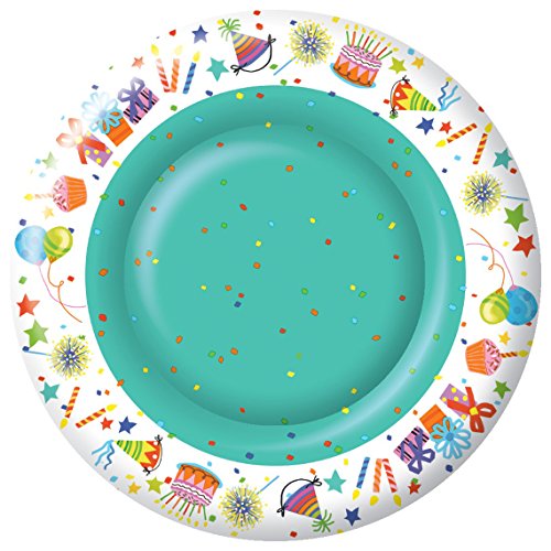 Boston International Ideal Home Range 8 Count Paper Dinner Plates, 10", Happy Day