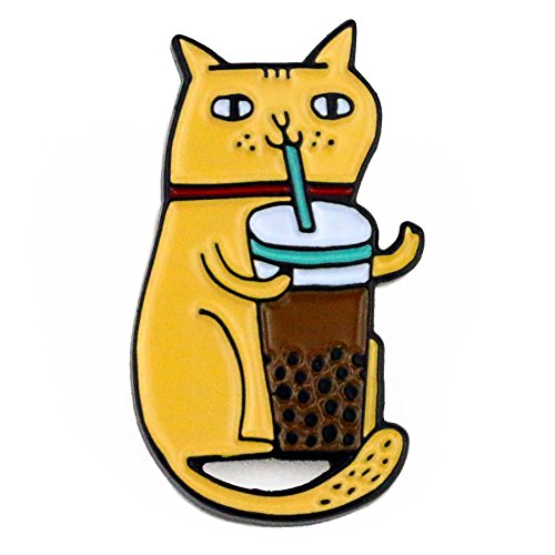 BADGE BOMB Bubble Tea Cat Enamel Pin Gemma Correll