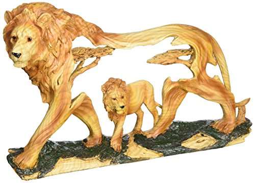 Unison Gifts StealStreet SS-UG-MMD-185, 8 Inch Lion in The Wild Woodlike Bust Scene Carving Statue Figurine