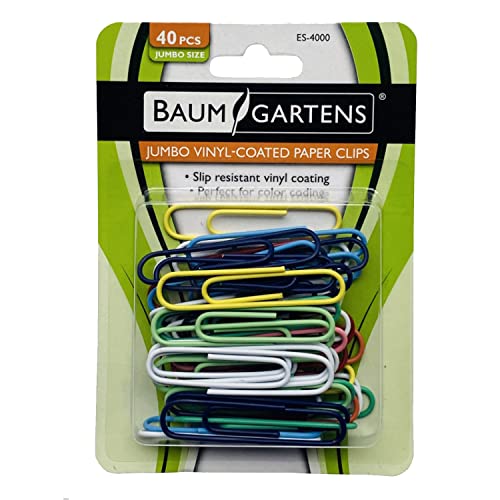 Baumgartens Skid Resistant Jumbo 2-Inch Paper Clips, Pack of 40 (ES4000)