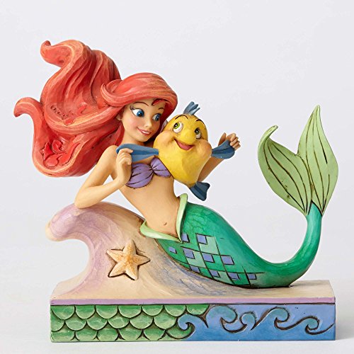 Enesco Disney Traditions by Jim Shore The Little Mermaid Ariel with Flounder Stone Resin Figurine, 5.25