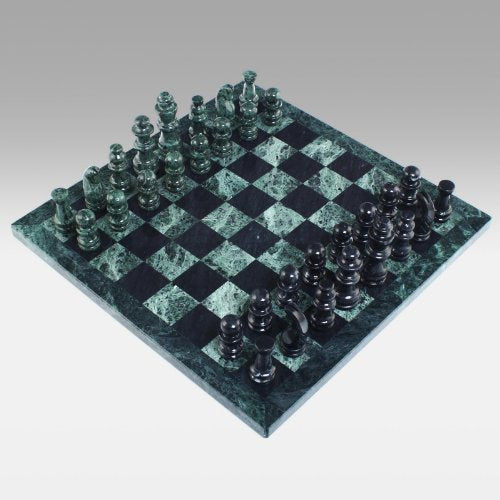 CHH Imports 16 Inch Black and Green Marble Chess Set