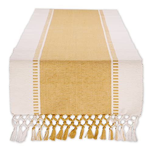 DII Design Dobby Stripe Woven Table Runner, 13x72, Honey Gold