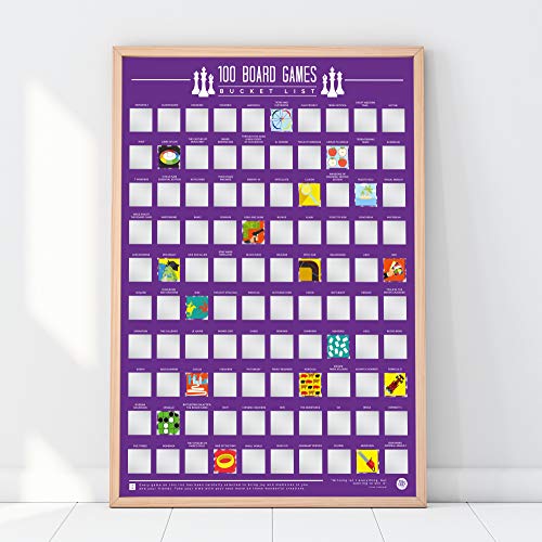 Gift Republic 100 Board Games Bucket List Poster, A2, Purple