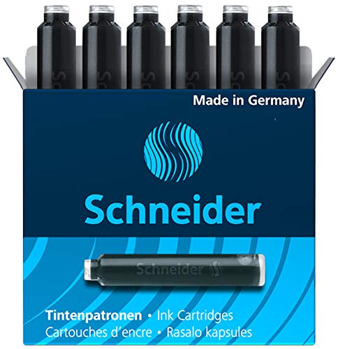 Rediform Schneider Fountain Pen Ink Cartridge, Box of 6, Black (06601)