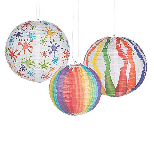 Fun Express - Art Pallet Lantern Assortment(6 Pc) for Birthday - Party Decor - Hanging Decor - Lanterns - Birthday - 6 Pieces