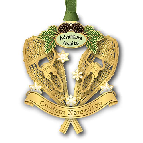 Beacon Design Adventure Awaits (Snowshoes) Ornament with Pine Cone Snowflake, Tree Decoration for Nature