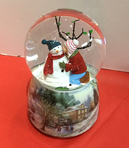 Roman Musical 5" Child Kissing Snowman Glitter Dome Water Globe  Plays&