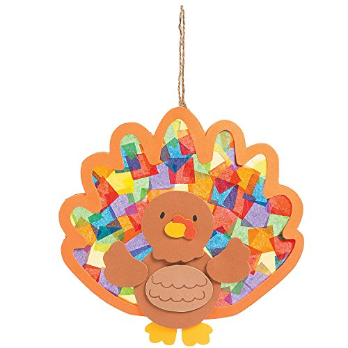 Fun Express Turkey Tissue Acetate Craft Kit - 12 - Crafts for Kids and Fun Home Activities