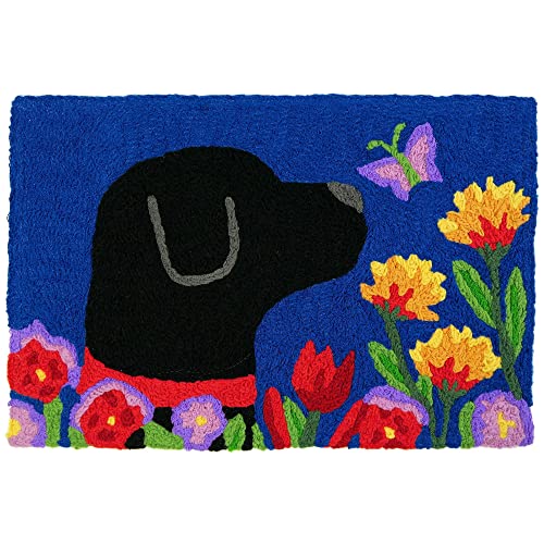 Home Comfort Garden Lab Jellybean Accent Rug with Black Lab Floral Rug 20"x30" Doormat