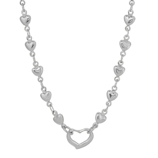 1928 Jewelry Silver Tone Heart Chain Charm Holder 16" + 3" Extender