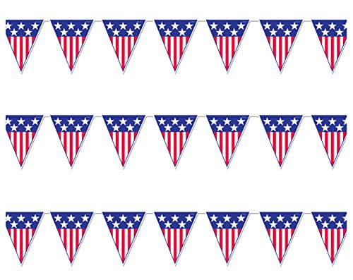 Beistle Spirit of America Pennant Banner 3 Piece, Red/White/Blue